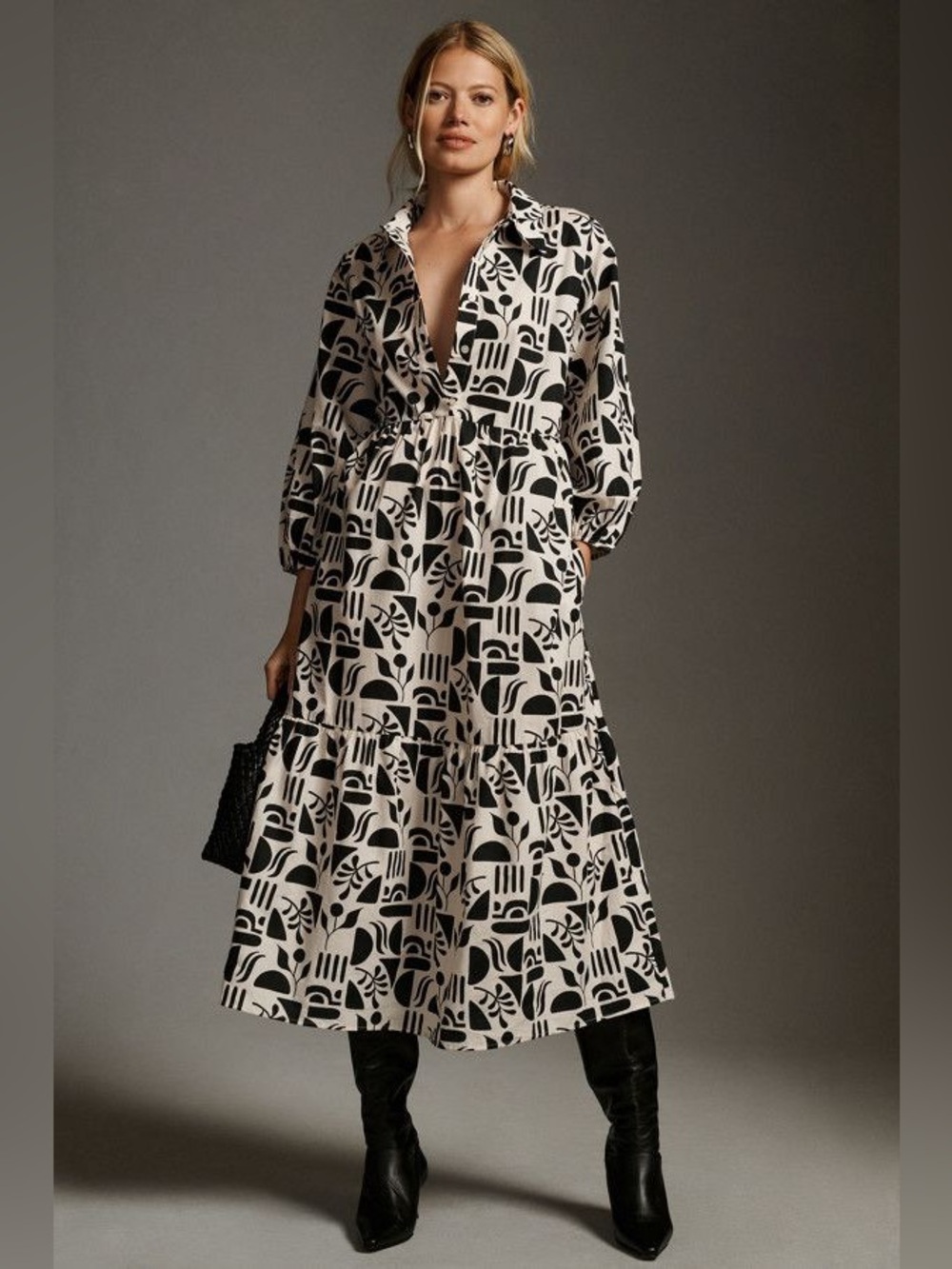 Maeve by Anthropologie Bettina Tiered Shirt Dress | Size Medium